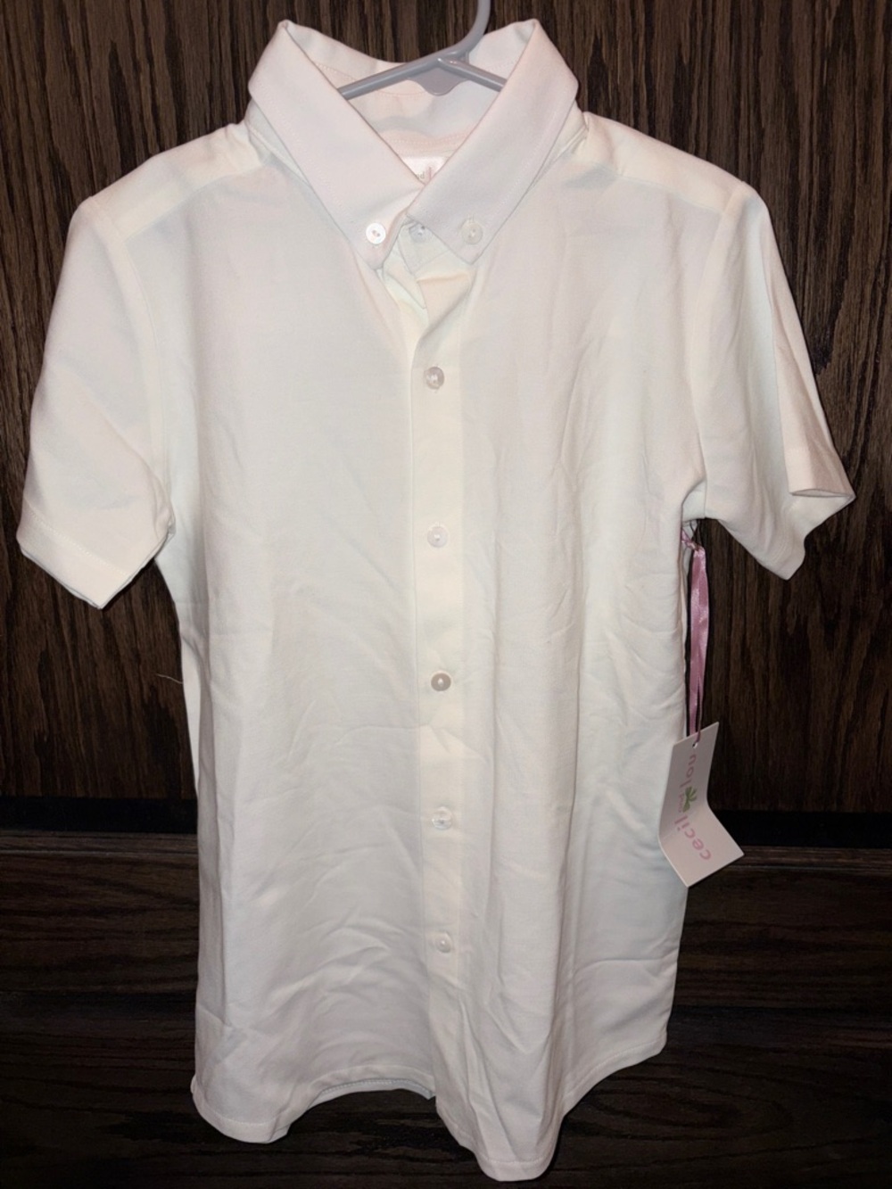 Boys Classic Short-Sleeve Button-Down Shirt in Off White